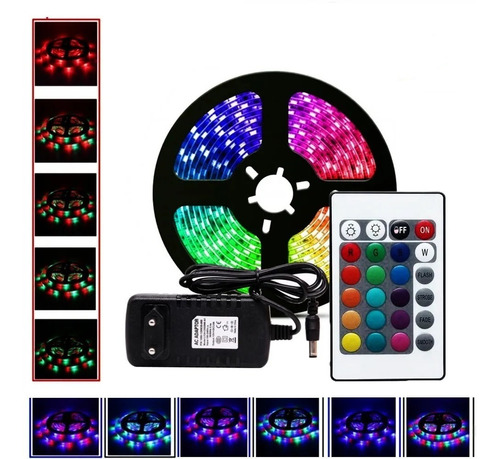 Fita Led Colorido Controle Bivolt 5m Prova D'agua 