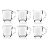 Juego De Tazas De Vidrio 6pz, Crisa 400ml, Para Café Y Té Color Blanco Taza400ml