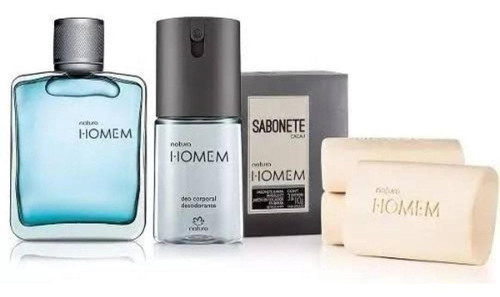 Natura Homem Colônia 100ml + Sabonete 3 Unid+ Spray 100ml