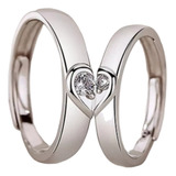 Par Anillos De Corazon Pareja Cobre Promesa Ajustable 01