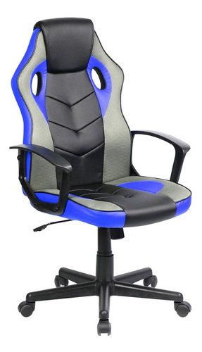 Sillón Ads Gamer Forks Plus Reclinable Color Azul Material Del Tapizado Curpiel