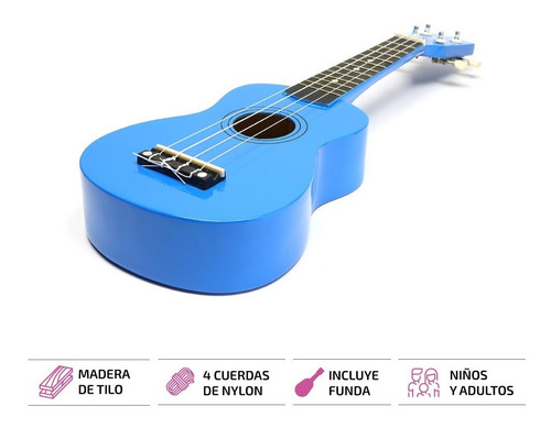 Ukelele De Madera Soprano Con Funda Manual Y Lecciones