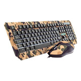 Kit Teclado E Mouse Gamer Kyler Army Warrior Novo