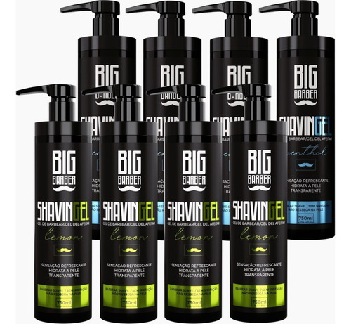 Kit Shaving Gel Big Barber Lemon + Menthol Atacado 8 Unidade