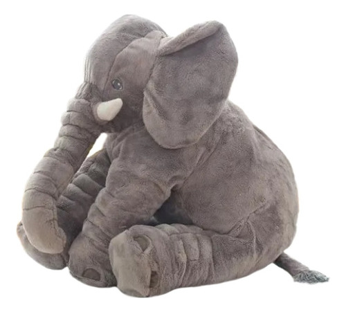 Almofada Elefante Travesseiro Pelúcia Bebê Dormir Cinza 60cm