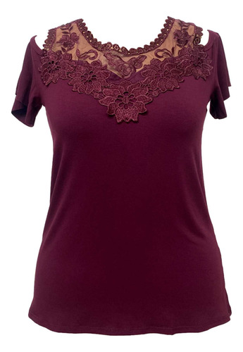 Blusa Malha Viscolycra Ciganinha Com Renda Lisa