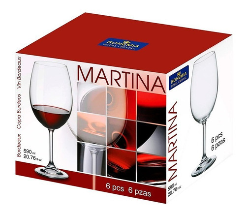 Set X 6 Copa Cristal Agua Vino Bohemia Martina 590 Ml