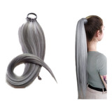 Ponytail Extensión De Pelo Coleta Kanekalon 80cm Gris