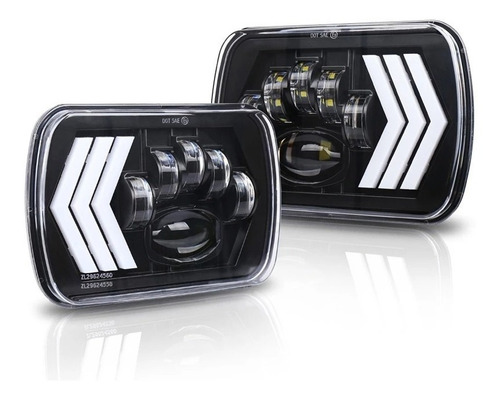 2 Faros Led 5x7 Drl Y Direccional High/low 55w Jeep, Dodge, 