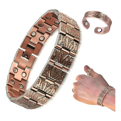 Pulsera Anillo Terapia Magnética Cobre Puro Para Hombre 24cm | Meses sin interés