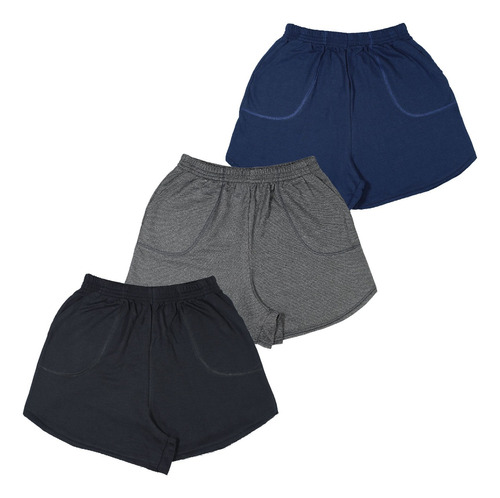 Kit 3 Shorts Femino Plus Size Moletom Verão Confortável Lote