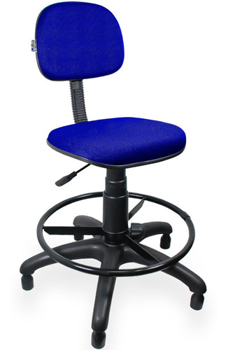 Cadeira Caixa Alta Secretária Estofada Tecido Azul