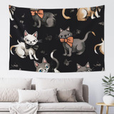 Adanti Cartoon Cat Print Tapestry Decorative Wall Soft Wide.