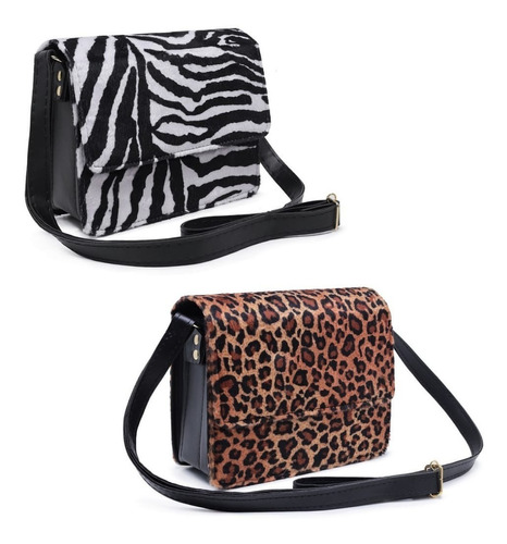 Bolsa Animal Print Feminina Kit 2 Bolsa Pequena Tiracolo