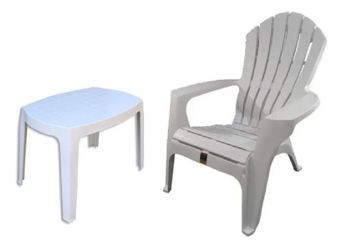 Silla Mascardi Miami Blanco Plastico Exterior + Mesa Ratona