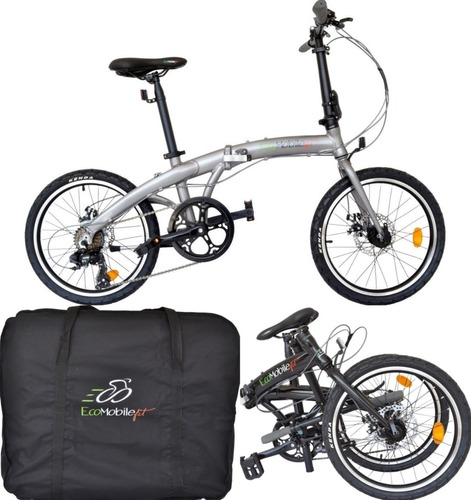 Bicicleta Plegable Aluminio Ecomobilefit R20 Frenos Disco 7v