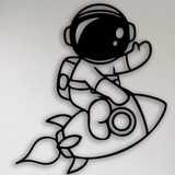 Astronauta En Cohete - Cuadro Decorativo Mdf 3mm -