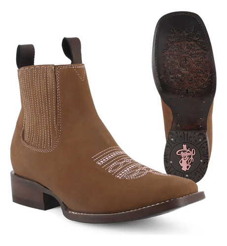 Botin Vaquero Para Dama Autentico Res Miel