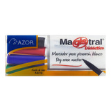 4 Marcadores Pizarrón Blanco 2mm Magistral Didactico Azor Color: Negro, Rojo, Azul, Verde