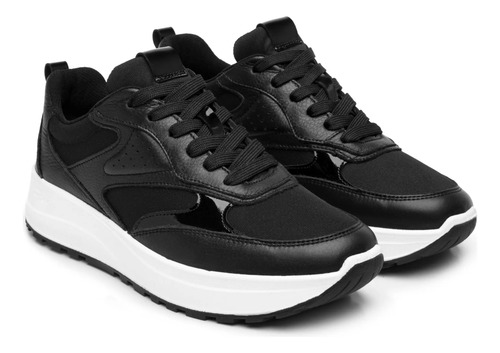 Tenis Sneaker Mujer Casual Piel \u002F Textil Cómodo Flexi 117210 Negro | Meses sin interés
