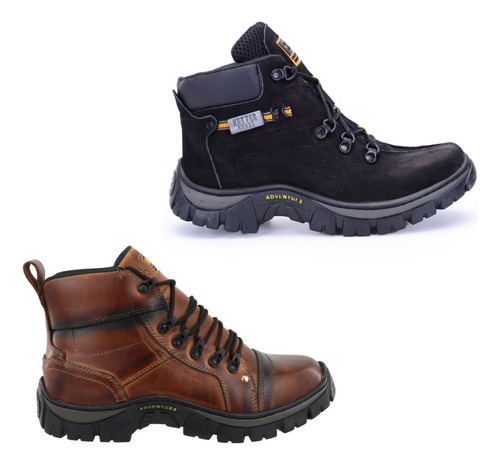 Tenis Bota Masculina Ket Couro Médio Adventure Kit 2pares