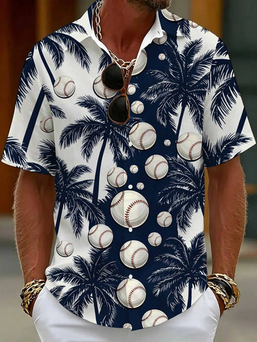 Camisa Casual De Manga Corta Para Hombre, Béisbol, Bar, Play