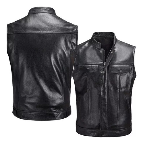 Chamarra De Piel E Biker, Chaleco Motero Para Hombre P [u]