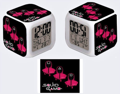 Reloj Despertador Multiluces Juego Calamar, Variados Diseños