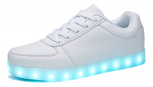 Pareja Luz Led Deportivo Luminoso Zapato Tenis Blanco