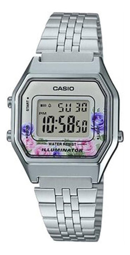 Casio La680wa-4c Reloj Cronógrafo Con Alarma Y Esfera Floral