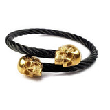 Pulsera Calavera Acero Inoxidable Negro Y Dorado Muerte B