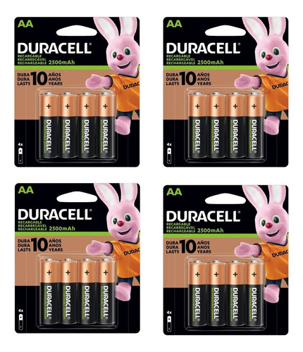 Pack Duracell Pilas Recargables 16 Pilas Aa De 2500mah