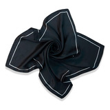 Pañuelo Silk Feeling / 70x70cm / Liso Negro Linea Blanca