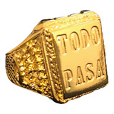 Anillo Sello Todo Pasa Grondona Plata 925 Bañado En Oro