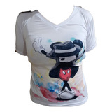 Camiseta Blanca Sublimada Dama Mujer En Piel De Durazno