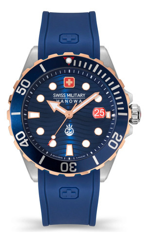 Reloj Swiss Military Smwgn2200361 Para Hombre Cristal Zafiro Color De La Malla Azul Color Del Bisel Gris Color Del Fondo Azul