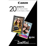 Paquete De Papel Fotográfico Canon Zink, 20 Hojas, Blanco, 2