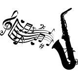 Adesivo Parede Música Saxofone Notas Musicais Notas Musicais