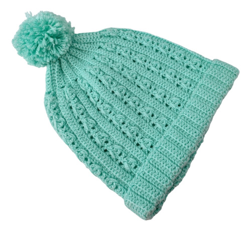 Gorro De Lana Con Pompón Tejido A Mano Crochet 