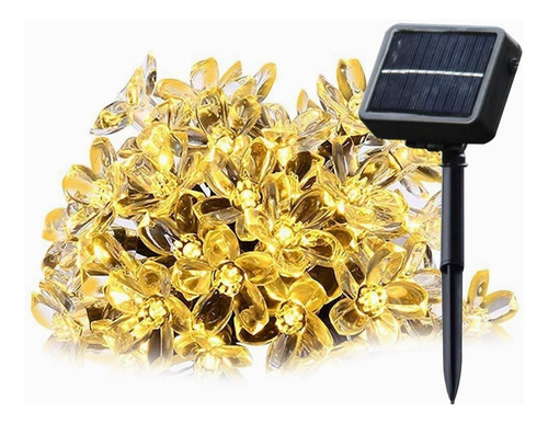 Tira De Luces Led Solares Forma Flores Para Jardín 50 Led 7m