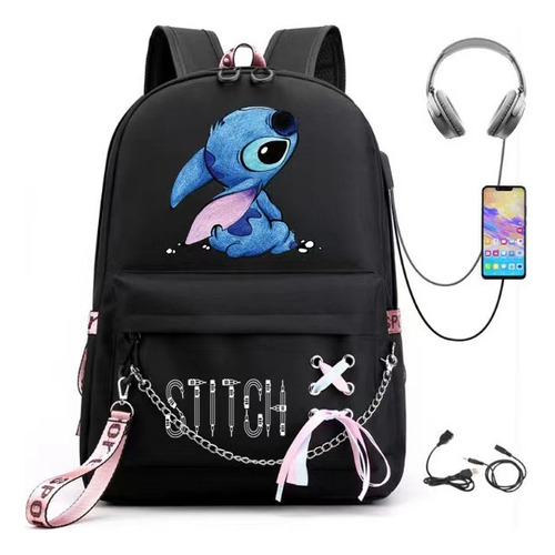 Mochila Casual De Tecido Oxford Lilo And Stitch Same Style Cor Eleven