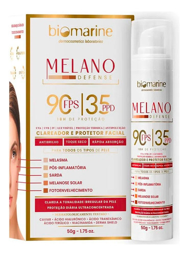 Melano Defense Fps90 Protetor Solar Niacinamida Biomarine