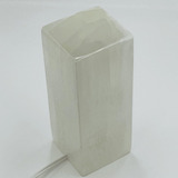 Lámpara Rectangular De Cristal De Selenita Con Cable Blanco