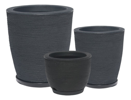 Kit 3 Vasos Para Plantas Decorativo Em Polietileno N1 N2 N3