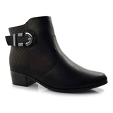 Bota Ankle Boot Salto Baixo 2386301 Preto Comfortflex 