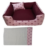 Cama  Para Cachorros Medios Caminha De Cachorro Medio 60x60 Cor Vinho Coroa