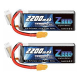 2 Baterias Lipo Grafeno 11.1v 2200mah 120c 3s Xt60 Plug Zeee