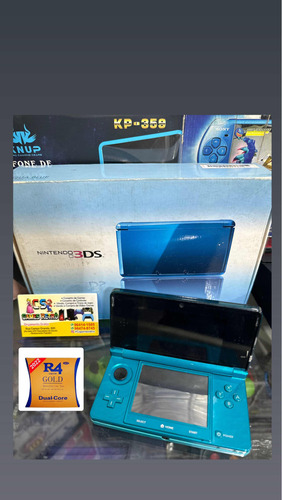 Nintendo 3ds  Aqua Blue Com R4 E 250 Jogos