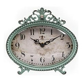 Creativa Co-op Verde Antiqued De Estaño Reloj De La Chimenea