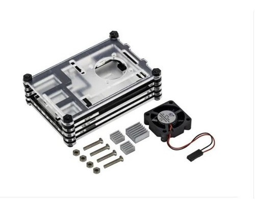 Kit Case Acrilico + Cooler + Dissipadores Raspberry Pi3/nfe